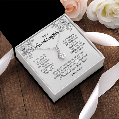 Alluring Beauty Necklace | Personalized To My Granddaughter Necklace From Grandma Grandpa You're Braver Stronger Smarter Granddaughter Birthday Customized Jewelry Gift Box Message Card | siriusteestore