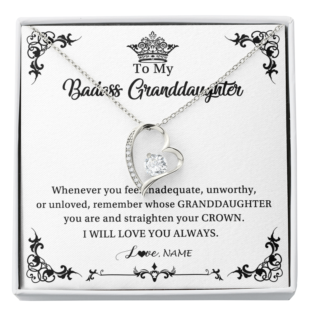 Forever Love Necklace | Personalized To My Granddaughter Necklace From Grandma I Will Love You Always Granddaughter Jewelry Birthday Christmas Customized Message Card | siriusteestore