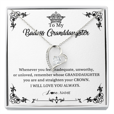 Forever Love Necklace | Personalized To My Granddaughter Necklace From Grandma I Will Love You Always Granddaughter Jewelry Birthday Christmas Customized Message Card | siriusteestore