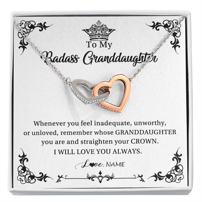 Interlocking Hearts Necklace | Personalized To My Granddaughter Necklace From Grandma I Will Love You Always Granddaughter Jewelry Birthday Christmas Customized Message Card | siriusteestore