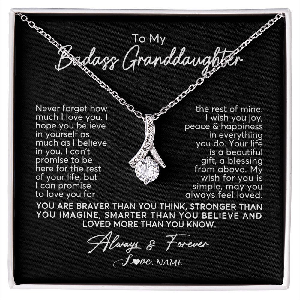 Alluring Beauty Necklace | Personalized To My Granddaughter Necklace From Grandma Nana Never Forget How Much I Love You Granddaughter Birthday Christmas Customized Gift Box Message Card | siriusteestore