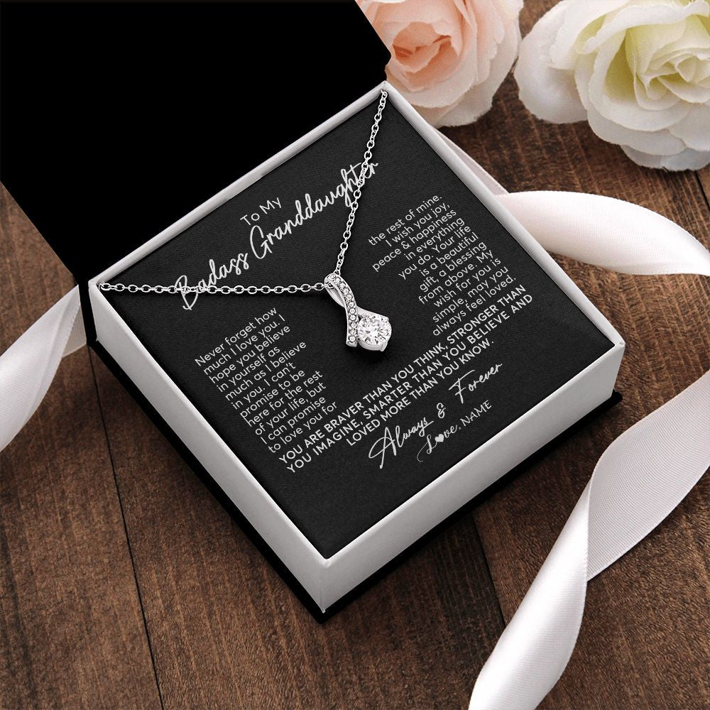 Alluring Beauty Necklace | Personalized To My Granddaughter Necklace From Grandma Nana Never Forget How Much I Love You Granddaughter Birthday Christmas Customized Gift Box Message Card | siriusteestore