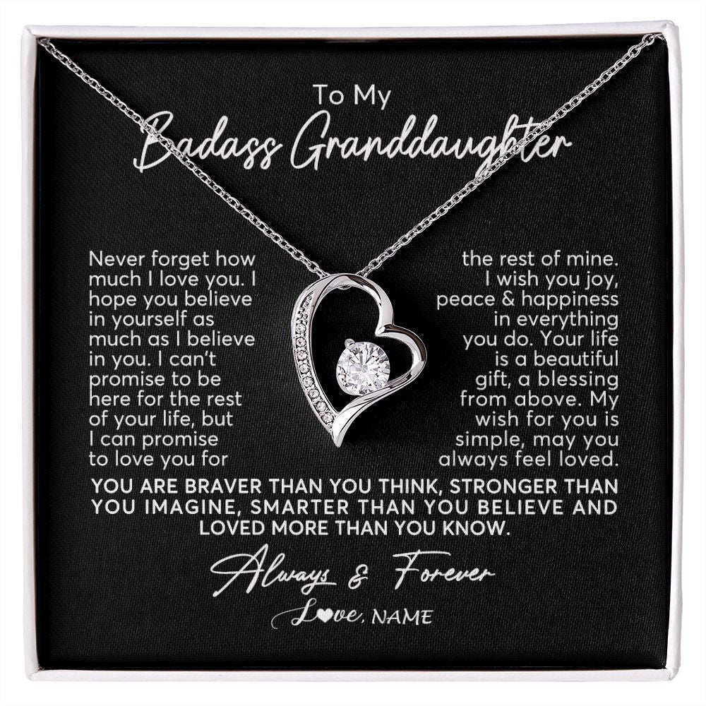 Forever Love Necklace | Personalized To My Granddaughter Necklace From Grandma Nana Never Forget How Much I Love You Granddaughter Birthday Christmas Customized Gift Box Message Card | siriusteestore