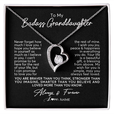Forever Love Necklace | Personalized To My Granddaughter Necklace From Grandma Nana Never Forget How Much I Love You Granddaughter Birthday Christmas Customized Gift Box Message Card | siriusteestore