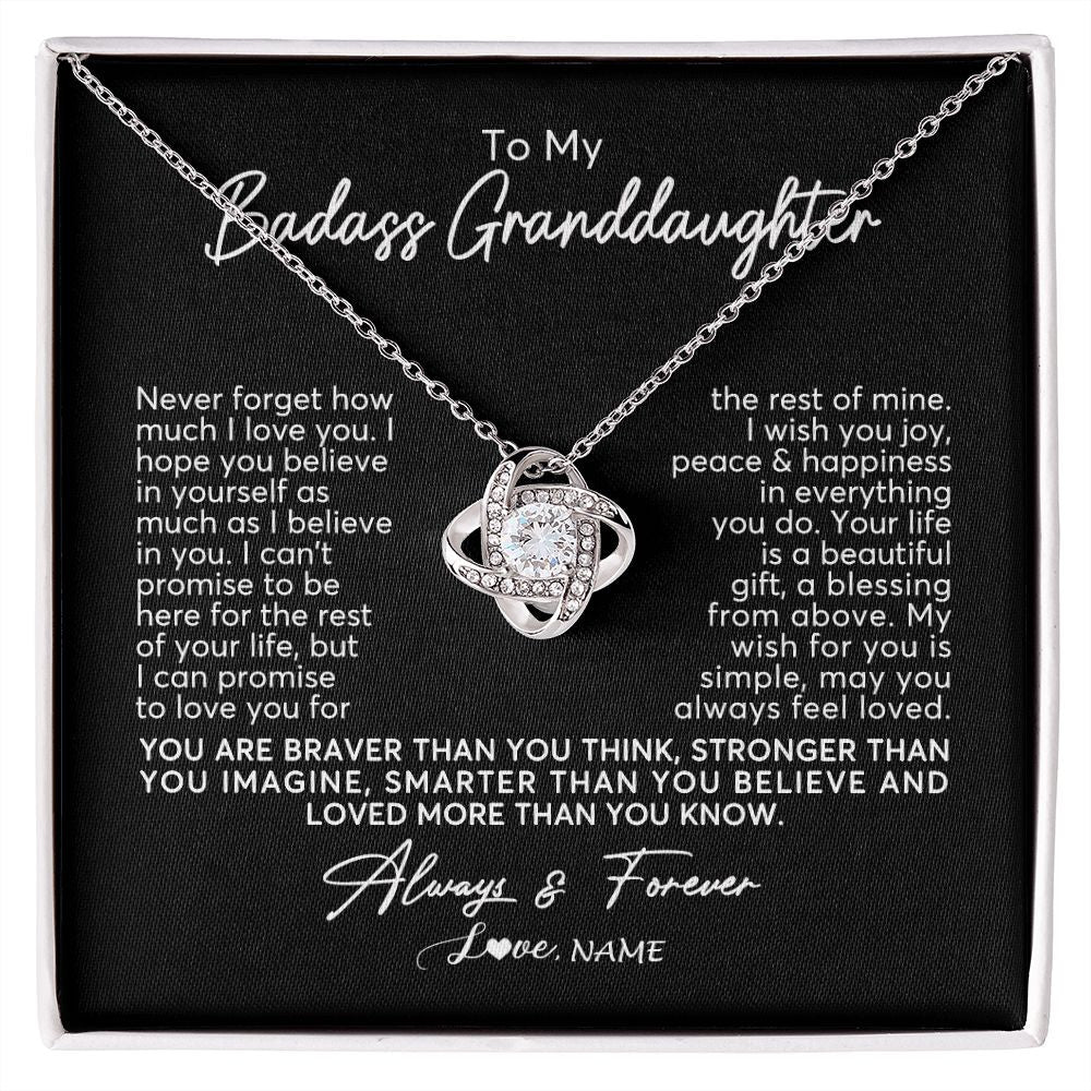 Love Knot Necklace | Personalized To My Granddaughter Necklace From Grandma Nana Never Forget How Much I Love You Granddaughter Birthday Christmas Customized Gift Box Message Card | siriusteestore