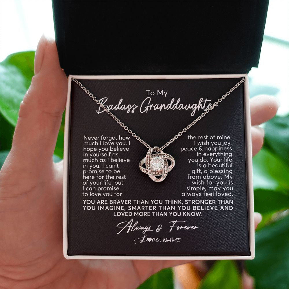 Love Knot Necklace | Personalized To My Granddaughter Necklace From Grandma Nana Never Forget How Much I Love You Granddaughter Birthday Christmas Customized Gift Box Message Card | siriusteestore