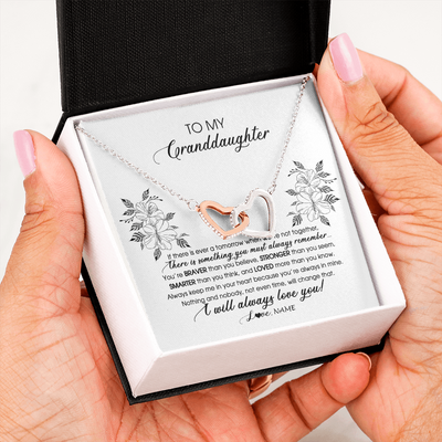 Interlocking Hearts Necklace | Personalized To My Granddaughter Necklace From Grandma Nana Papa Not Even Time Floral Granddaughter Graduation Birthday Customized Message Card | siriusteestore