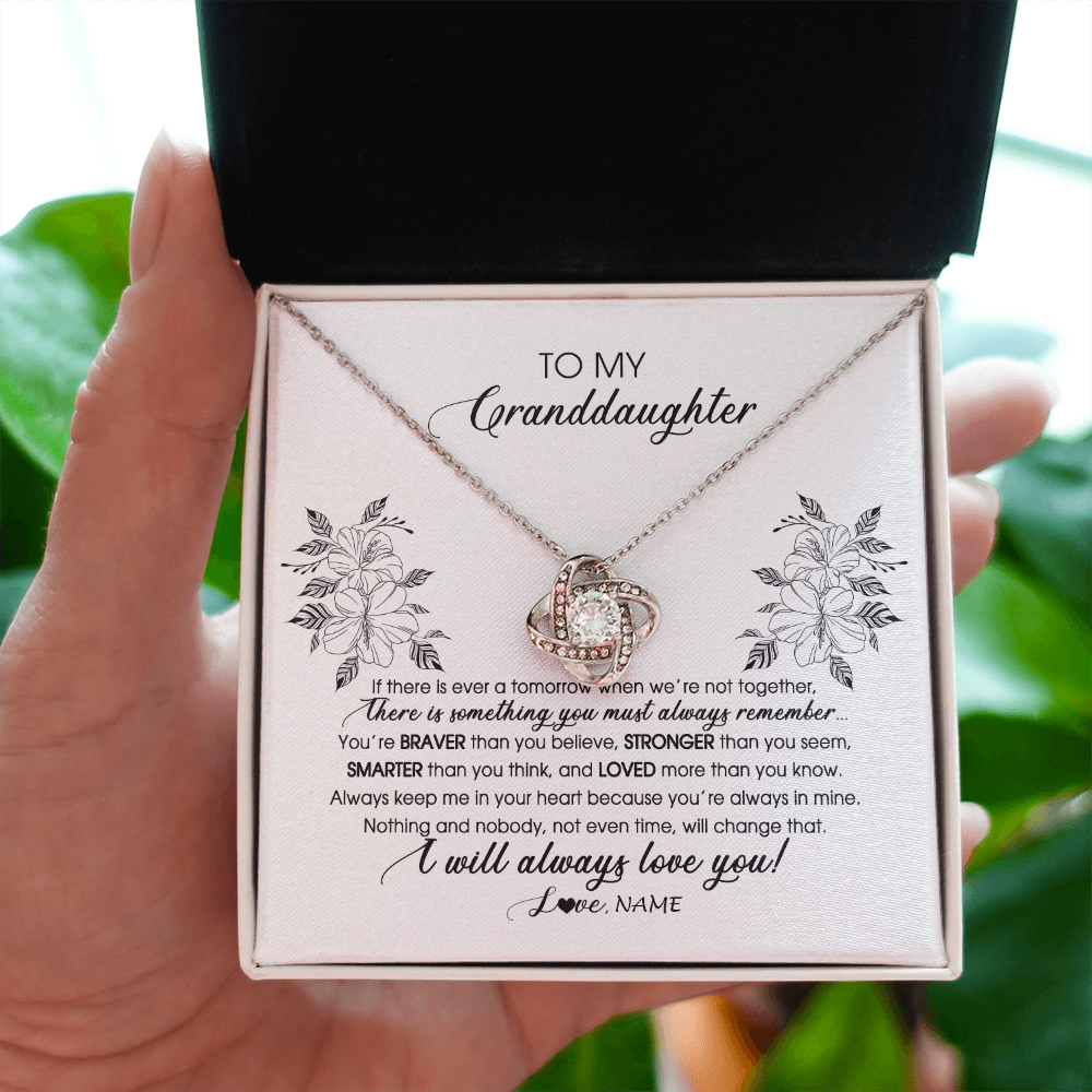 Love Knot Necklace | Personalized To My Granddaughter Necklace From Grandma Nana Papa Not Even Time Floral Granddaughter Graduation Birthday Customized Message Card | siriusteestore