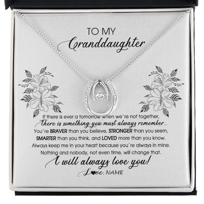 Lucky In Love Necklace | Personalized To My Granddaughter Necklace From Grandma Nana Papa Not Even Time Floral Granddaughter Graduation Birthday Customized Message Card | siriusteestore
