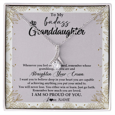 Alluring Beauty Necklace | Personalized To My Granddaughter Necklace From Grandma Nana Straighten Your Crown Granddaughter Birthday Graduation Christmas Customized Gift Box Message Card | siriusteestore