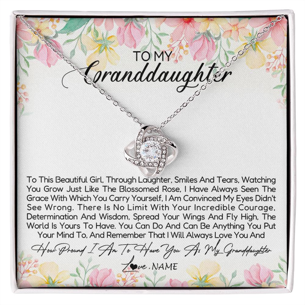 Love Knot Necklace | Personalized To My Granddaughter Necklace From Grandma Nana To This Beautiful Girl Granddaughter Jewelry Birthday Christmas Customized Gift Box Message Card | siriusteestore