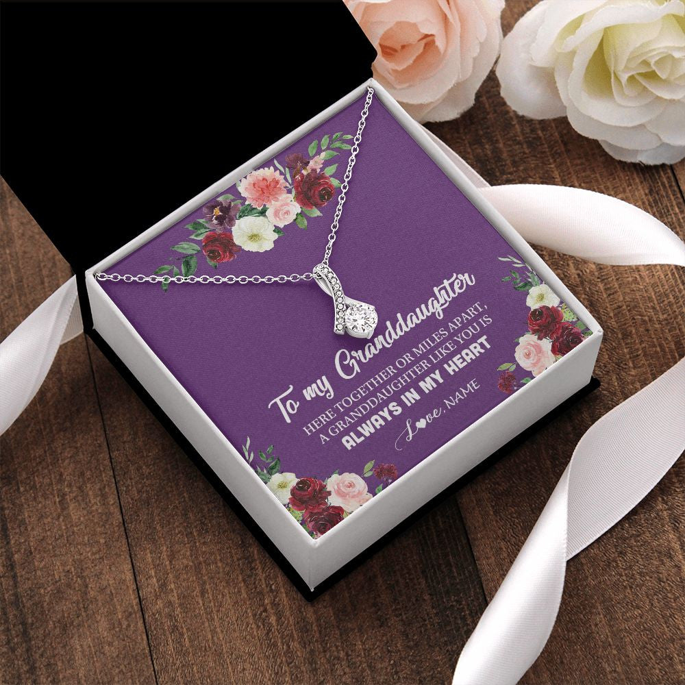 Alluring Beauty Necklace | Personalized To My Granddaughter Necklace From Grandma Nana You Is Always In My Heart Granddaughter Birthday Christmas Customized Gift Box Message Card | siriusteestore