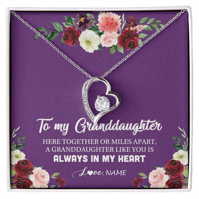 Forever Love Necklace | Personalized To My Granddaughter Necklace From Grandma Nana You Is Always In My Heart Granddaughter Birthday Christmas Customized Gift Box Message Card | siriusteestore