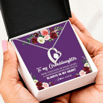 Forever Love Necklace | Personalized To My Granddaughter Necklace From Grandma Nana You Is Always In My Heart Granddaughter Birthday Christmas Customized Gift Box Message Card | siriusteestore