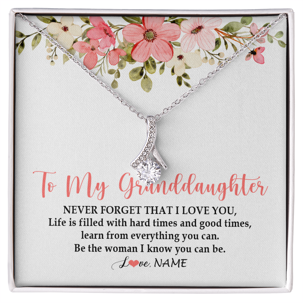 Alluring Beauty Necklace | Personalized To My Granddaughter Necklace From Grandma Never Forget That I Love You Granddaughter Jewelry Birthday Christmas Customized Gift Box Message Card | siriusteestore