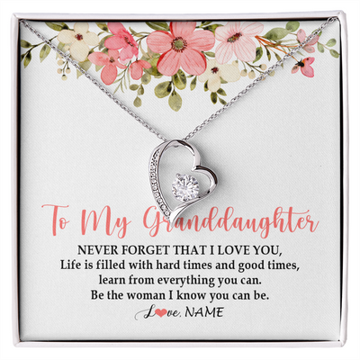 Forever Love Necklace | Personalized To My Granddaughter Necklace From Grandma Never Forget That I Love You Granddaughter Jewelry Birthday Christmas Customized Gift Box Message Card | siriusteestore