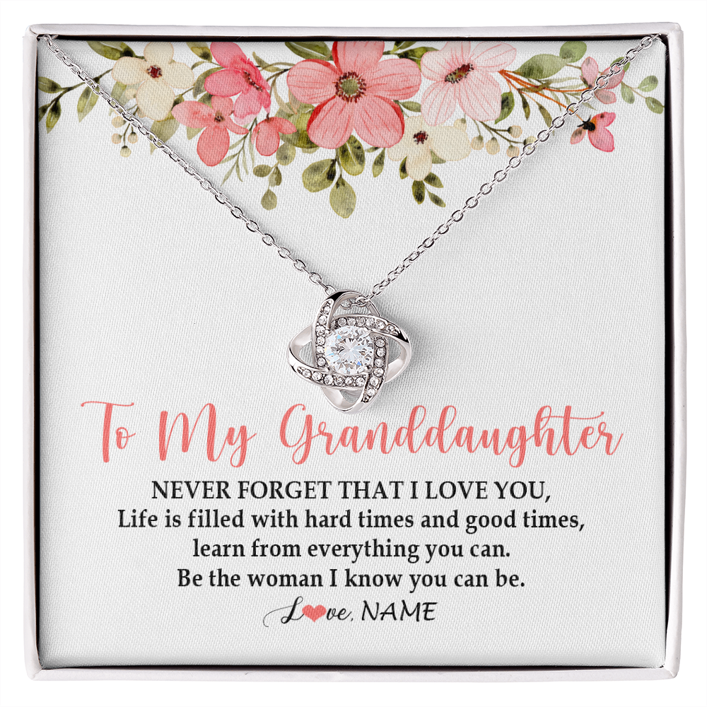 Love Knot Necklace | Personalized To My Granddaughter Necklace From Grandma Never Forget That I Love You Granddaughter Jewelry Birthday Christmas Customized Gift Box Message Card | siriusteestore
