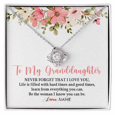 Love Knot Necklace | Personalized To My Granddaughter Necklace From Grandma Never Forget That I Love You Granddaughter Jewelry Birthday Christmas Customized Gift Box Message Card | siriusteestore