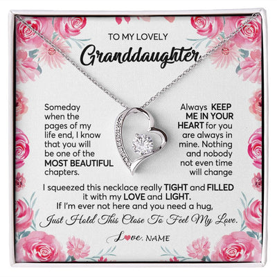 Forever Love Necklace | Personalized To My Granddaughter Necklace From Grandma Papa Always Keep Me in Your Heart Granddaughter Birthday Christmas Customized Gift Box Message Card | siriusteestore
