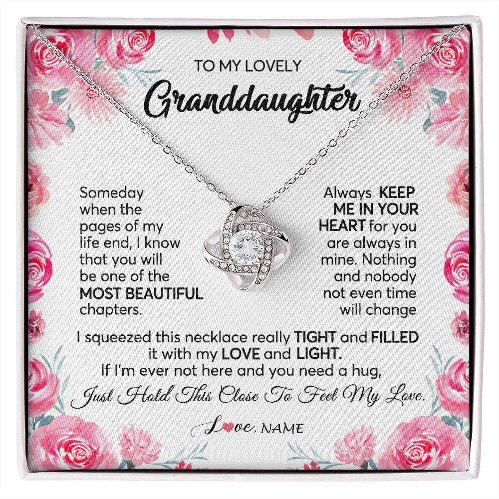 Love Knot Necklace | Personalized To My Granddaughter Necklace From Grandma Papa Always Keep Me in Your Heart Granddaughter Birthday Christmas Customized Gift Box Message Card | siriusteestore