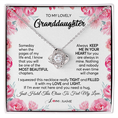 Love Knot Necklace | Personalized To My Granddaughter Necklace From Grandma Papa Always Keep Me in Your Heart Granddaughter Birthday Christmas Customized Gift Box Message Card | siriusteestore