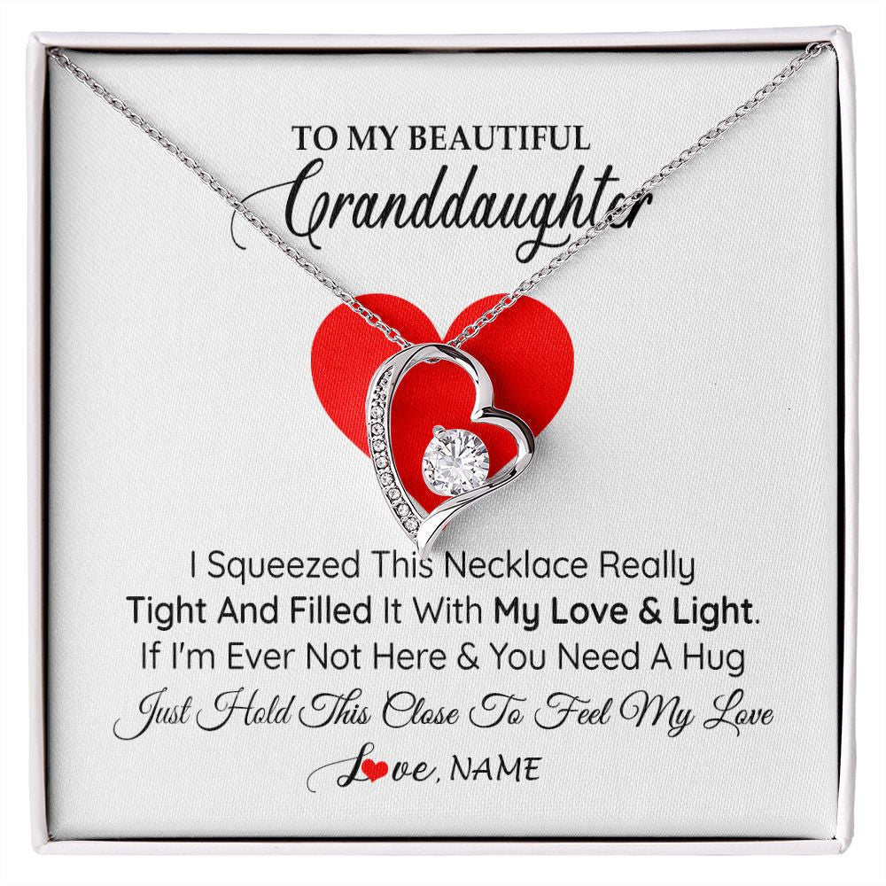 Forever Love Necklace | Personalized To My Granddaughter Necklace From Grandma Papa I Squeezed This Necklace Granddaughter Birthday Christmas Customized Gift Box Message Card | siriusteestore