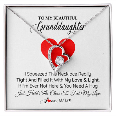 Forever Love Necklace | Personalized To My Granddaughter Necklace From Grandma Papa I Squeezed This Necklace Granddaughter Birthday Christmas Customized Gift Box Message Card | siriusteestore