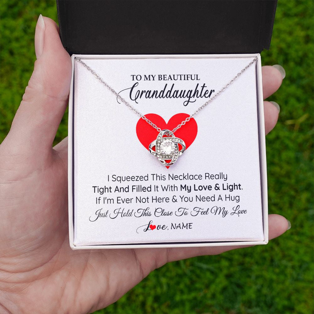 Love Knot Necklace | Personalized To My Granddaughter Necklace From Grandma Papa I Squeezed This Necklace Granddaughter Birthday Christmas Customized Gift Box Message Card | siriusteestore