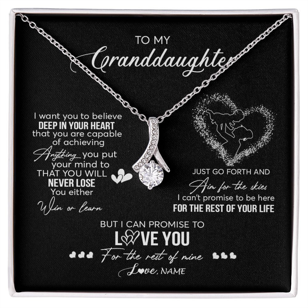 Alluring Beauty Necklace | Personalized To My Granddaughter Necklace From Grandma Promise To Love You Granddaughter Birthday Graduation Christmas Pendant Customized Gift Box Message Card | siriusteestore