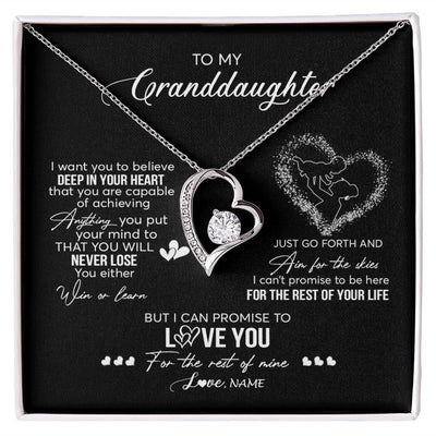 Forever Love Necklace | Personalized To My Granddaughter Necklace From Grandma Promise To Love You Granddaughter Birthday Graduation Christmas Pendant Customized Gift Box Message Card | siriusteestore