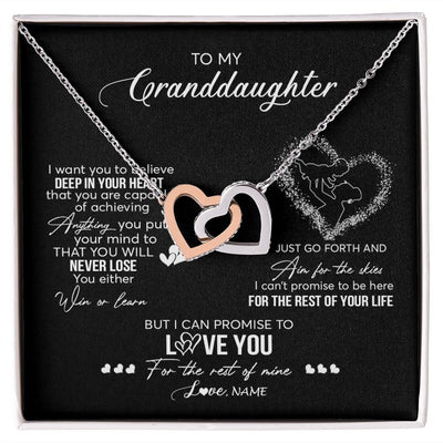 Interlocking Hearts Necklace | Personalized To My Granddaughter Necklace From Grandma Promise To Love You Granddaughter Birthday Graduation Christmas Pendant Customized Gift Box Message Card | siriusteestore