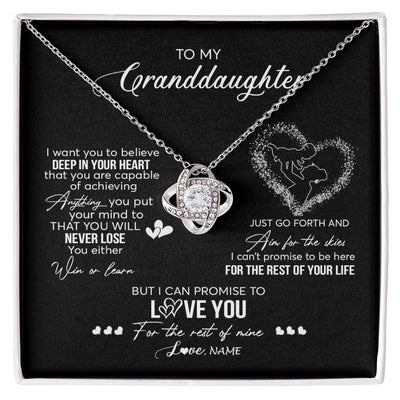 Love Knot Necklace | Personalized To My Granddaughter Necklace From Grandma Promise To Love You Granddaughter Birthday Graduation Christmas Pendant Customized Gift Box Message Card | siriusteestore
