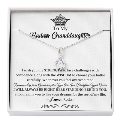 Alluring Beauty Necklace | Personalized To My Granddaughter Necklace From Grandma Straighten Your Crown Granddaughter Jewelry Birthday Christmas Customized Gift Box Message Card | siriusteestore