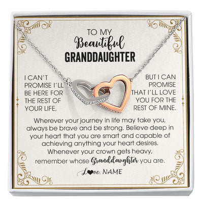 Interlocking Hearts Necklace | Personalized To My Granddaughter Necklace From Grandma Wherever Your Journey in Life There Birthday Graduation Christmas Customized Gift Box Message Card | siriusteestore