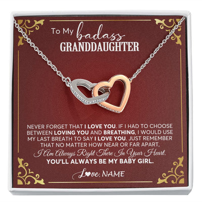 Interlocking Hearts Necklace | Personalized To My Granddaughter Necklace From Grandma You'Ll Always Be My Baby Girl Granddaughter Birthday Christmas Customized Gift Box Message Card | siriusteestore
