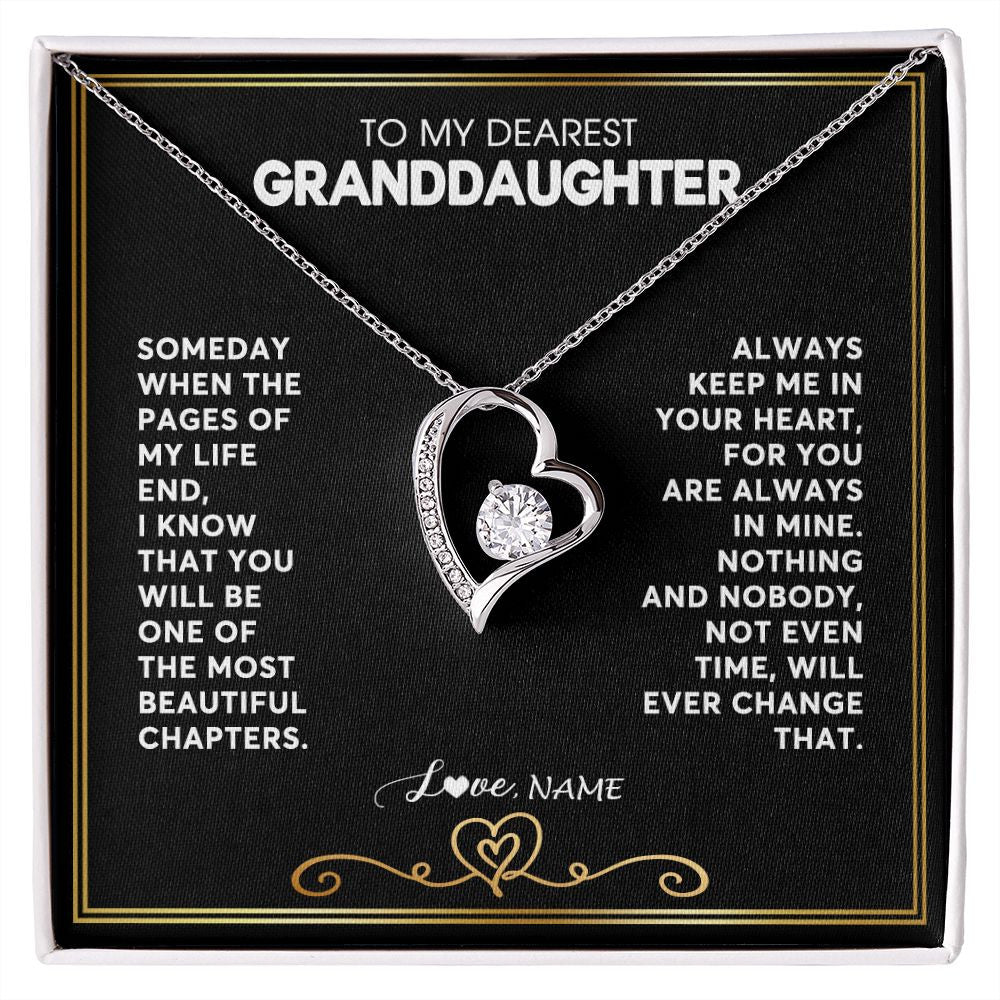 Forever Love Necklace | Personalized To My Granddaughter Necklace From Grandmother Papa When The Pages Of My Life End Granddaughter Birthday Christmas Customized Gift Box Message Card Shirt & Hoodie | siriusteestore
