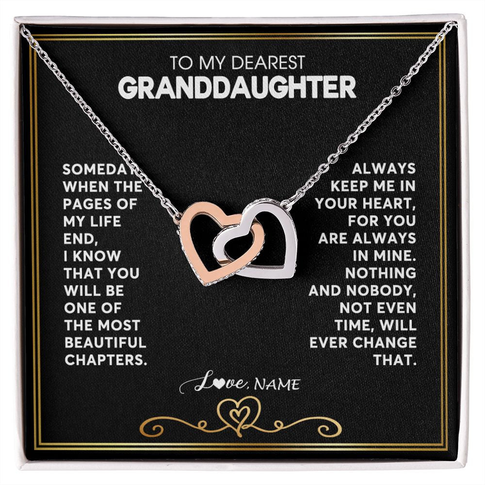 Interlocking Hearts Necklace | Personalized To My Granddaughter Necklace From Grandmother Papa When The Pages Of My Life End Granddaughter Birthday Christmas Customized Gift Box Message Card Shirt & Hoodie | siriusteestore