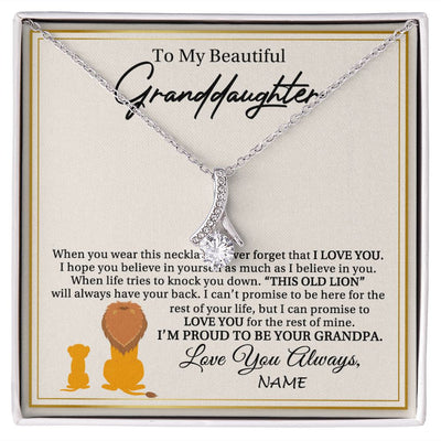 Alluring Beauty Necklace | Personalized To My Granddaughter Necklace From Grandpa I'M Proud To Be Your Grandpa Lion Granddaughter Birthday Christmas Customized Gift Box Message Card | siriusteestore