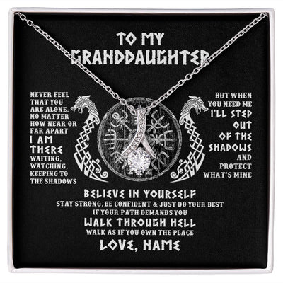 Alluring Beauty Necklace | Personalized To My Granddaughter Necklace Viking Never Feel You Are Alone Odin Scandinavian Norse Runes Birthday Christmas Customized Gift Box Message Card | siriusteestore