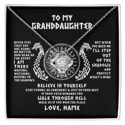 Love Knot Necklace | Personalized To My Granddaughter Necklace Viking Never Feel You Are Alone Odin Scandinavian Norse Runes Birthday Christmas Customized Gift Box Message Card | siriusteestore