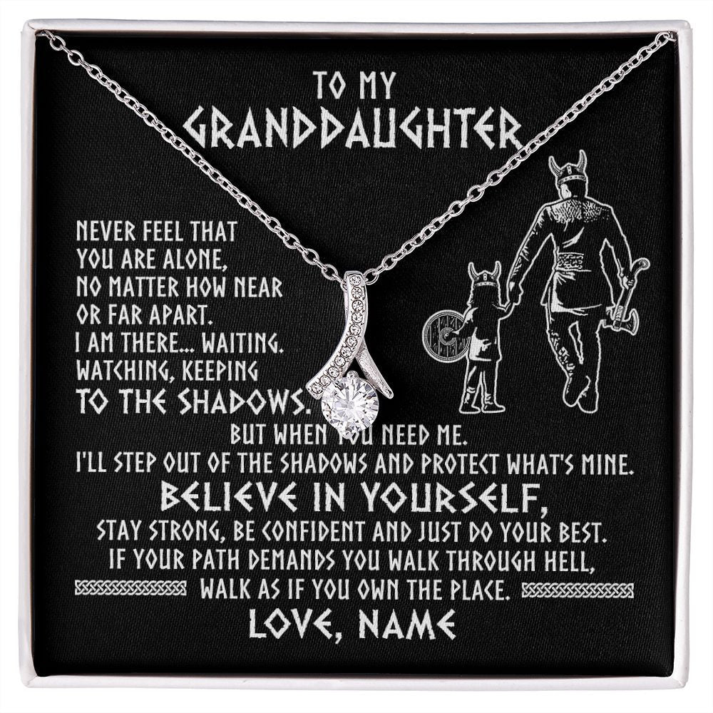Alluring Beauty Necklace | Personalized To My Granddaughter Necklace Viking Never Feel You Are Alone Scandinavian Runes Viking Birthday Christmas Customized Gift Box Message Card | siriusteestore