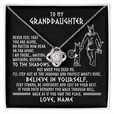 Love Knot Necklace | Personalized To My Granddaughter Necklace Viking Never Feel You Are Alone Scandinavian Runes Viking Birthday Christmas Customized Gift Box Message Card | siriusteestore