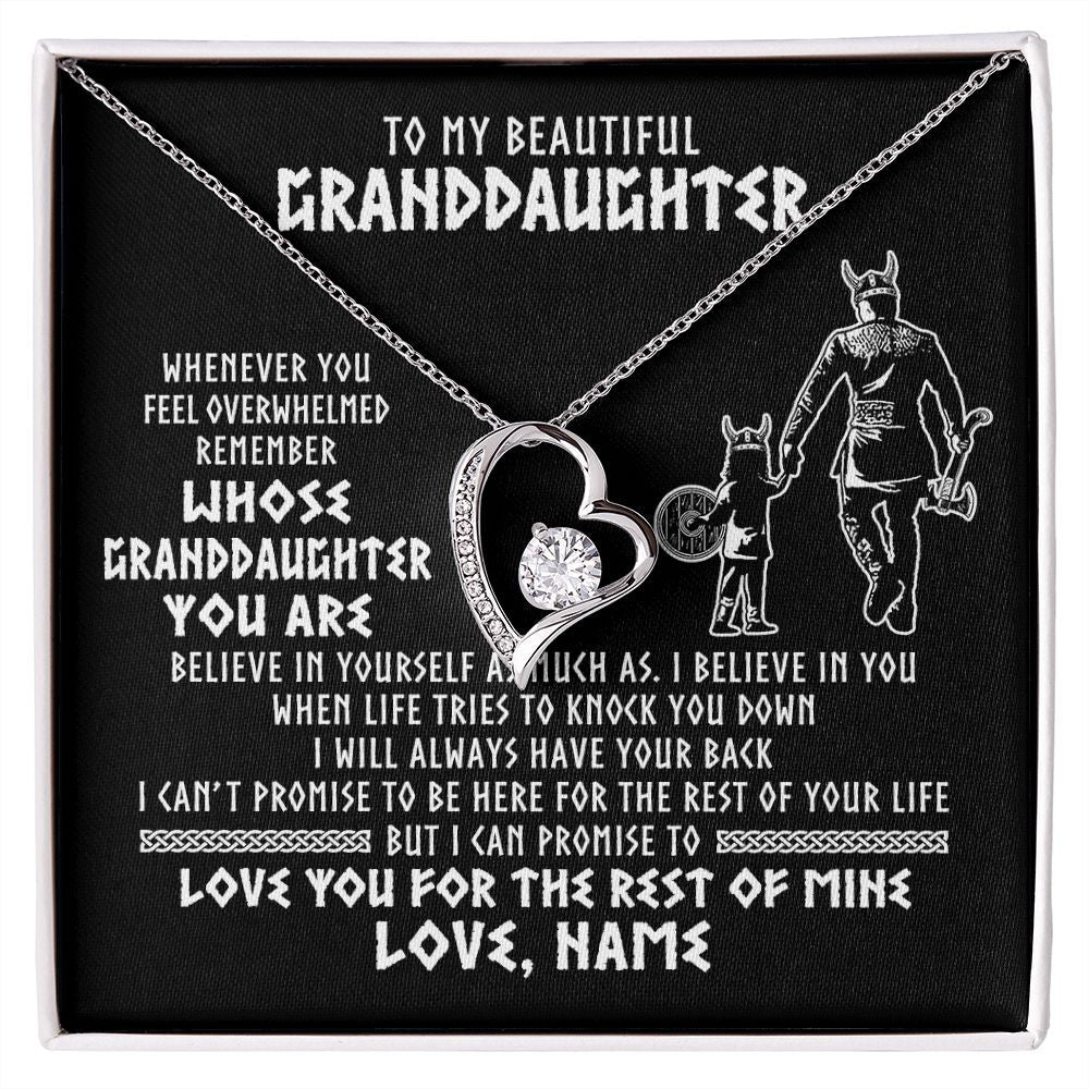Forever Love Necklace | Personalized To My Granddaughter Viking Necklace From Grandpa Whenever You Feel Overwhelmed Birthday Christmas Jewelry Customized Gift Box Message Card | siriusteestore