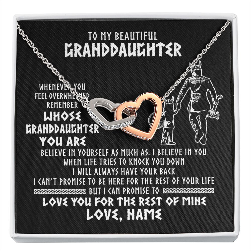 Interlocking Hearts Necklace | Personalized To My Granddaughter Viking Necklace From Grandpa Whenever You Feel Overwhelmed Birthday Christmas Jewelry Customized Gift Box Message Card | siriusteestore