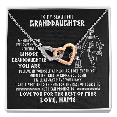 Interlocking Hearts Necklace | Personalized To My Granddaughter Viking Necklace From Grandpa Whenever You Feel Overwhelmed Birthday Christmas Jewelry Customized Gift Box Message Card | siriusteestore