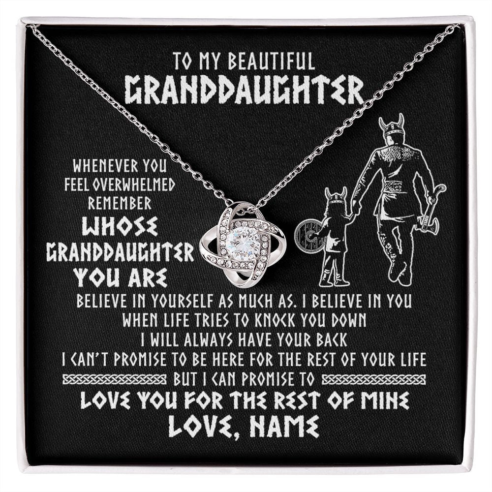 Love Knot Necklace | Personalized To My Granddaughter Viking Necklace From Grandpa Whenever You Feel Overwhelmed Birthday Christmas Jewelry Customized Gift Box Message Card | siriusteestore