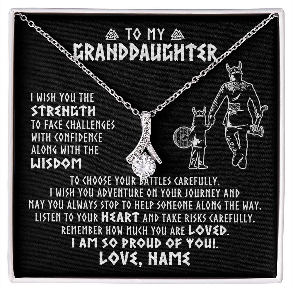 Alluring Beauty Necklace | Personalized To My Granddaughter Viking Necklace From Papa Grandpa I Am So Proud Of You Runes Viking Birthday Christmas Customized Gift Box Message Card | siriusteestore