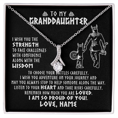Alluring Beauty Necklace | Personalized To My Granddaughter Viking Necklace From Papa Grandpa I Am So Proud Of You Runes Viking Birthday Christmas Customized Gift Box Message Card | siriusteestore