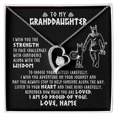 Forever Love Necklace | Personalized To My Granddaughter Viking Necklace From Papa Grandpa I Am So Proud Of You Runes Viking Birthday Christmas Customized Gift Box Message Card | siriusteestore