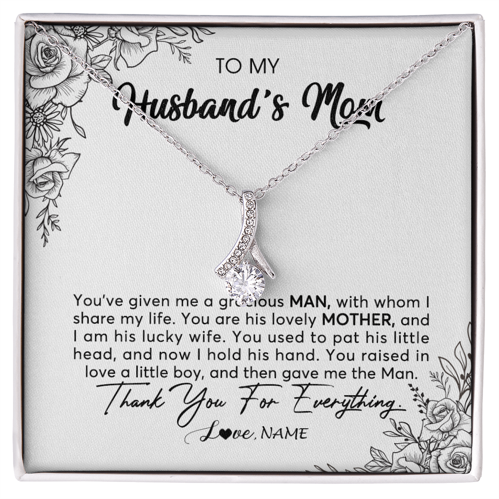 Alluring Beauty Necklace | Personalized To My Husband's Mom Necklace From Daughter You Are His Lovely Mother In Law Mothers Day Birthday Christmas Customized Gift Box Message Card | siriusteestore